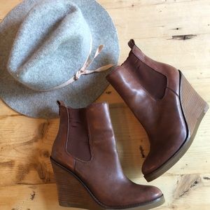 Lucky Brand Leather Wedge Bootie